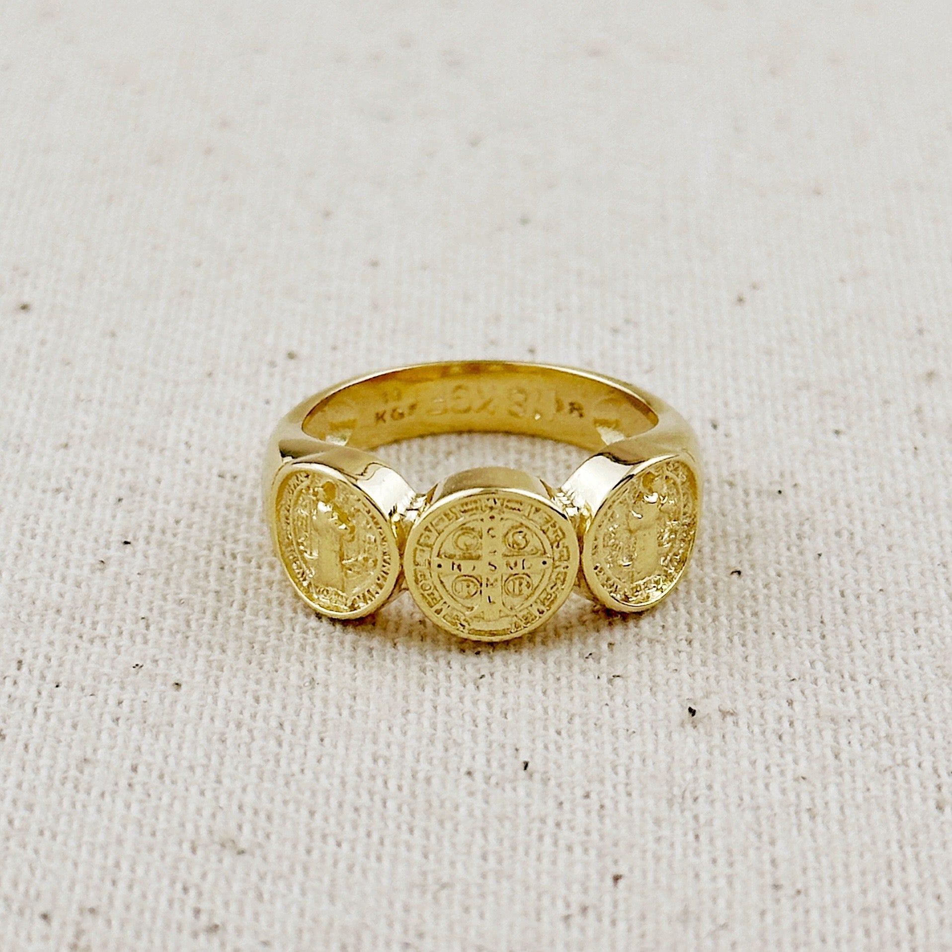 Gold Filled 18k Triple Saint Benedict Ring
