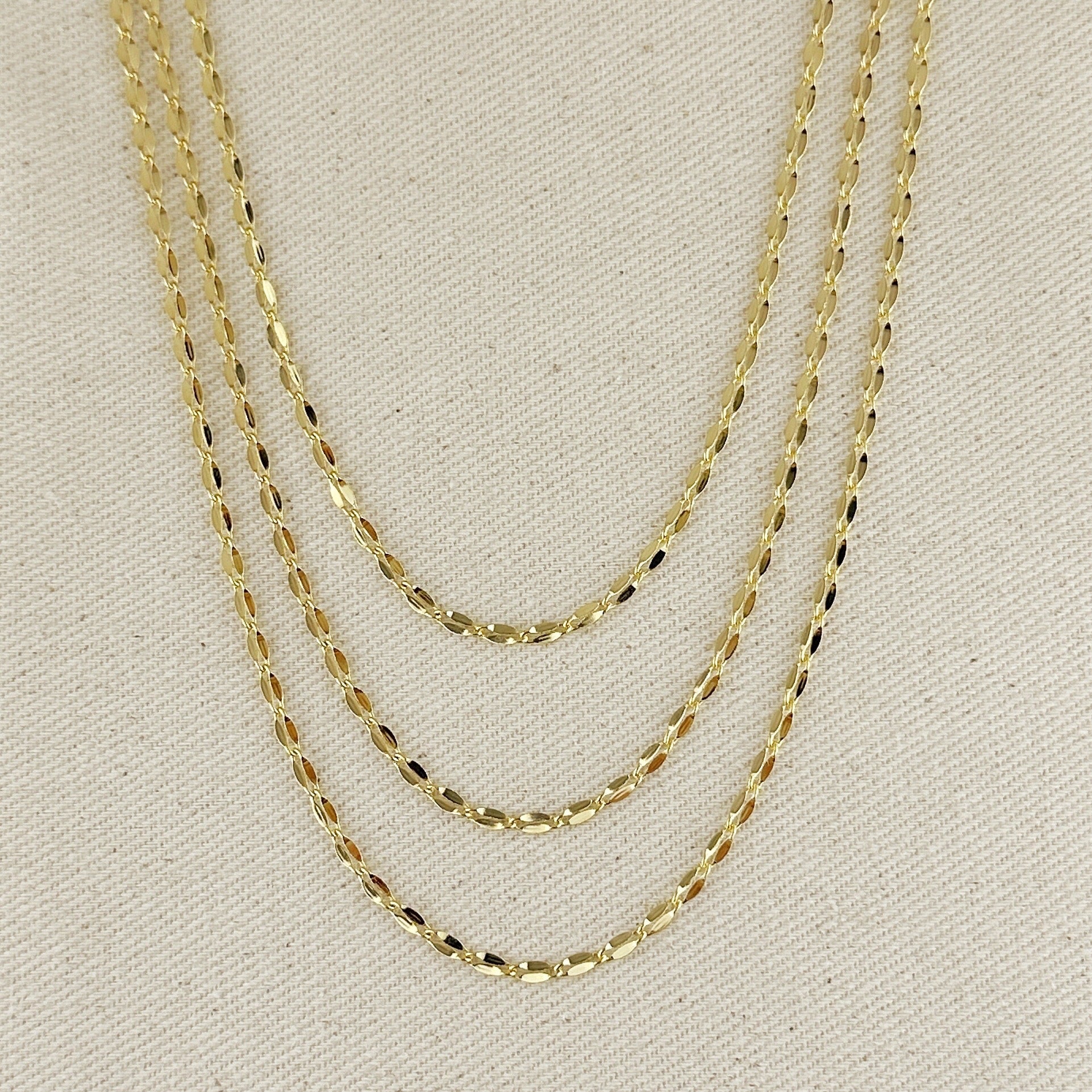 Gold Filled 18k 3mm Fancy Chain Necklace