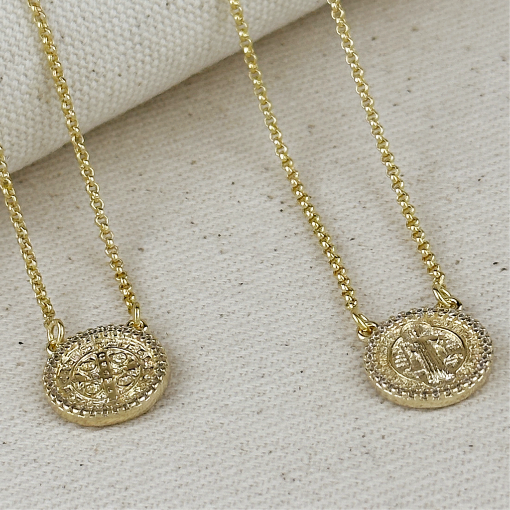 Necklace Saint Benedict Scapular 18k Gold Filled