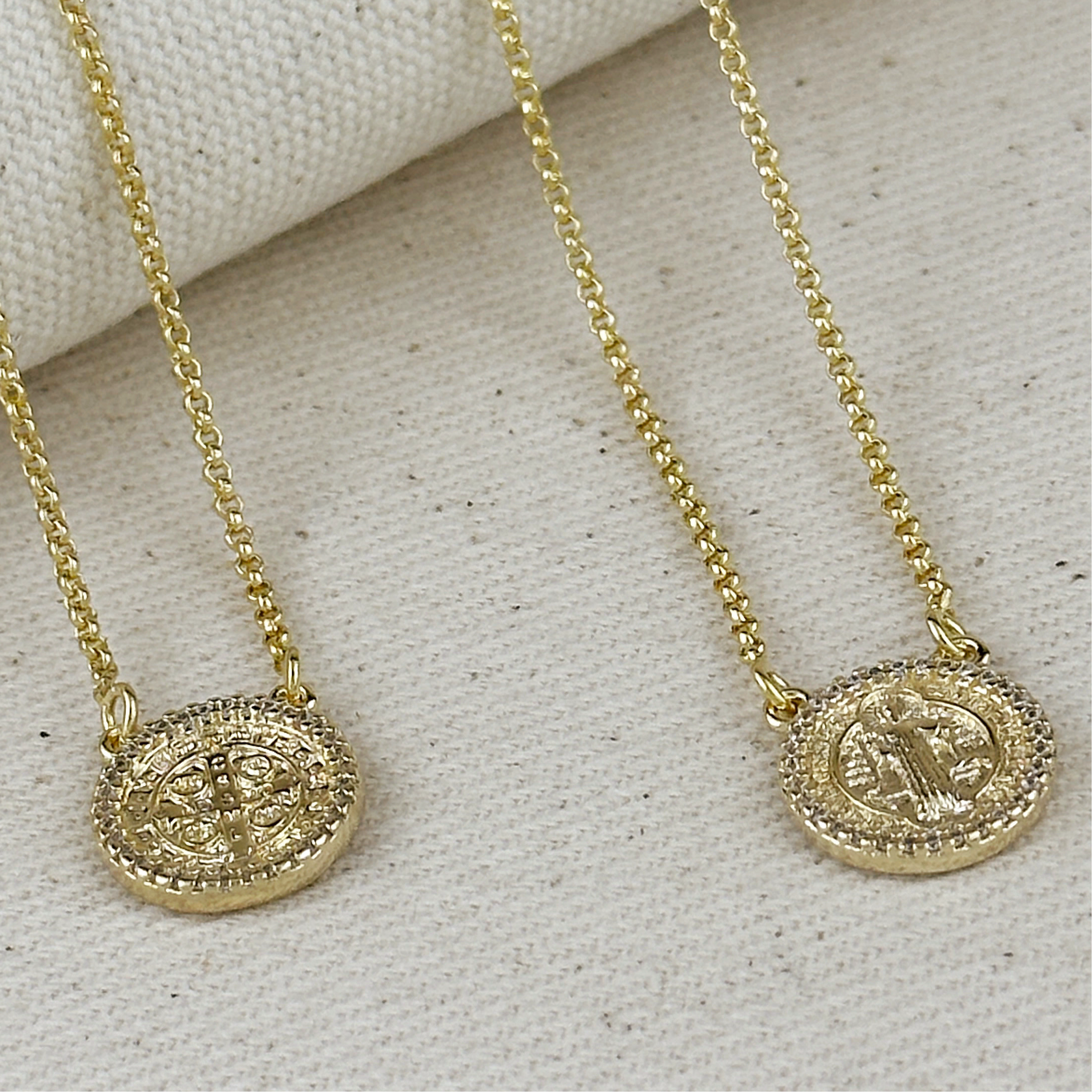 Necklace Saint Benedict Scapular 18k Gold Filled