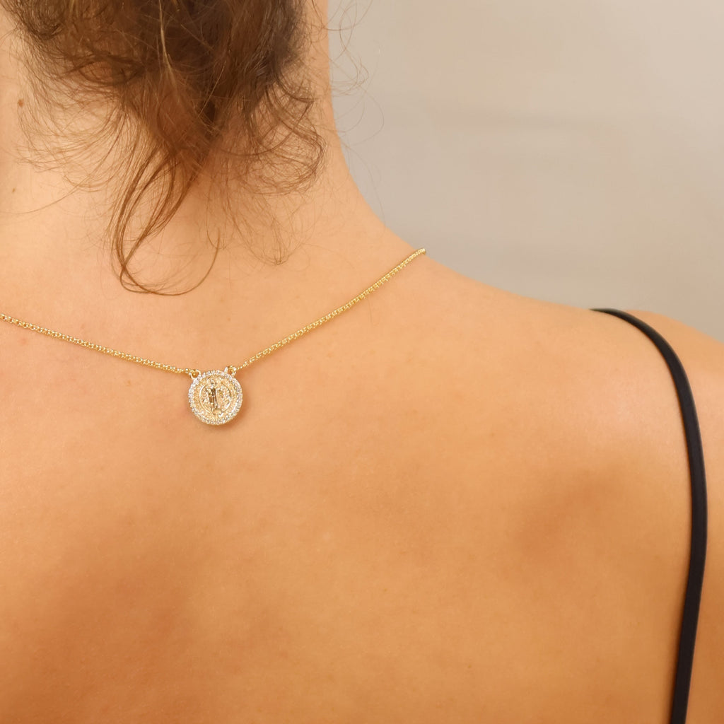 Necklace Saint Benedict Scapular 18k Gold Filled