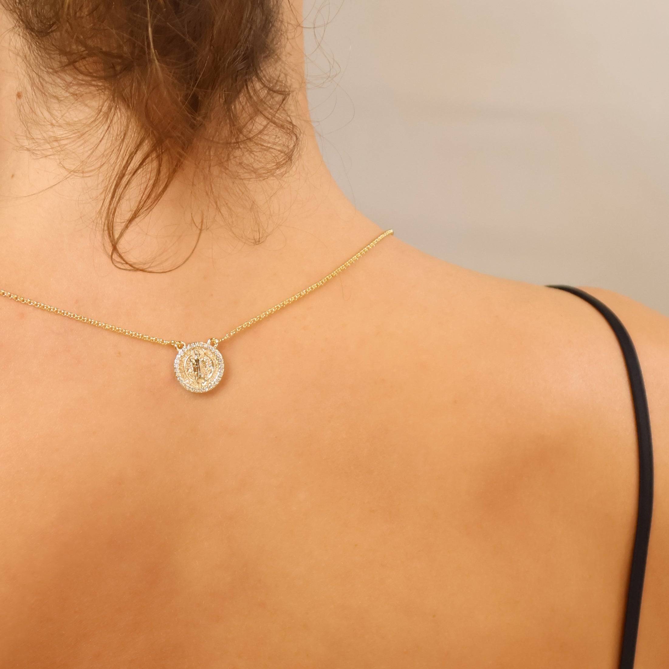 Necklace Saint Benedict Scapular 18k Gold Filled