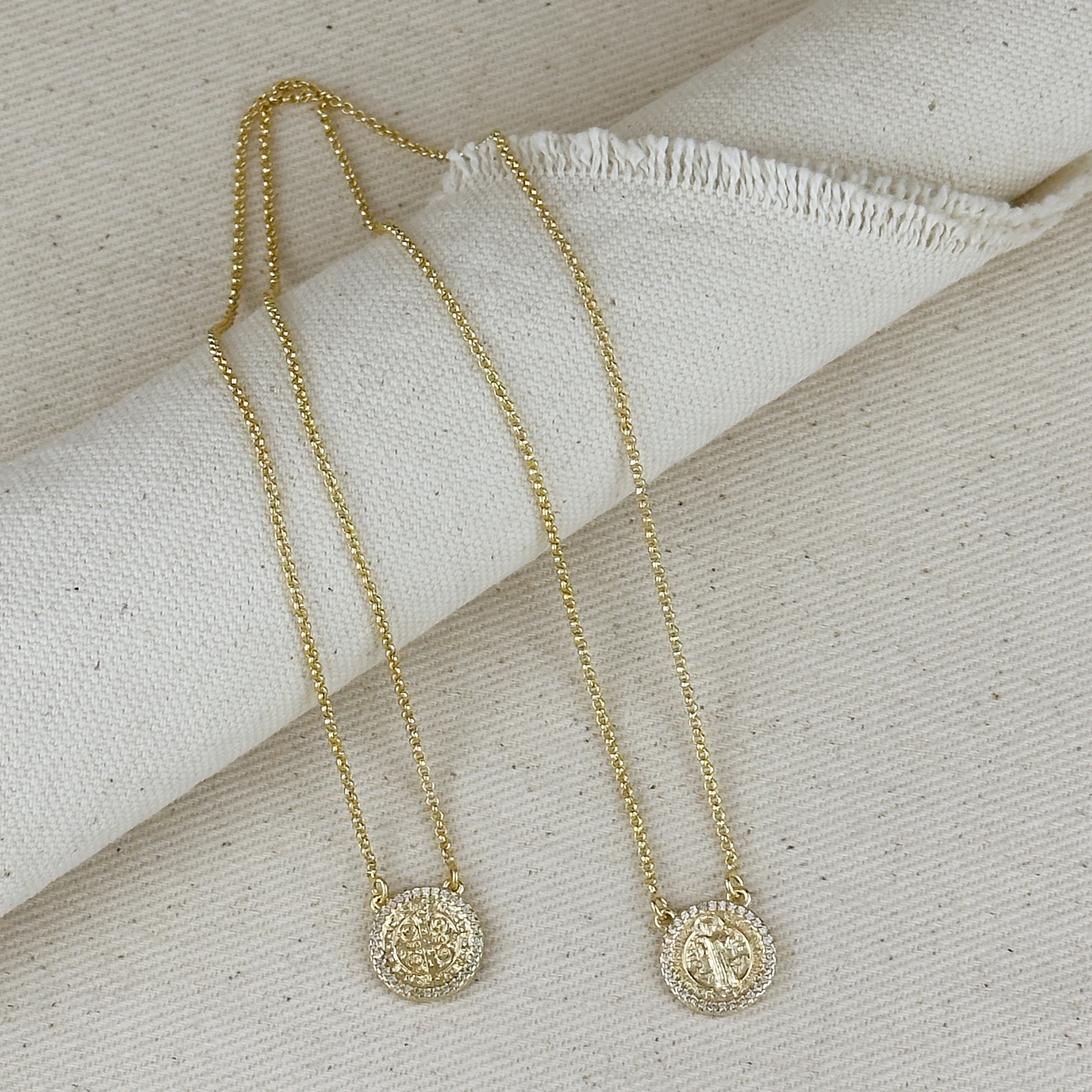 Necklace Saint Benedict Scapular 18k Gold Filled