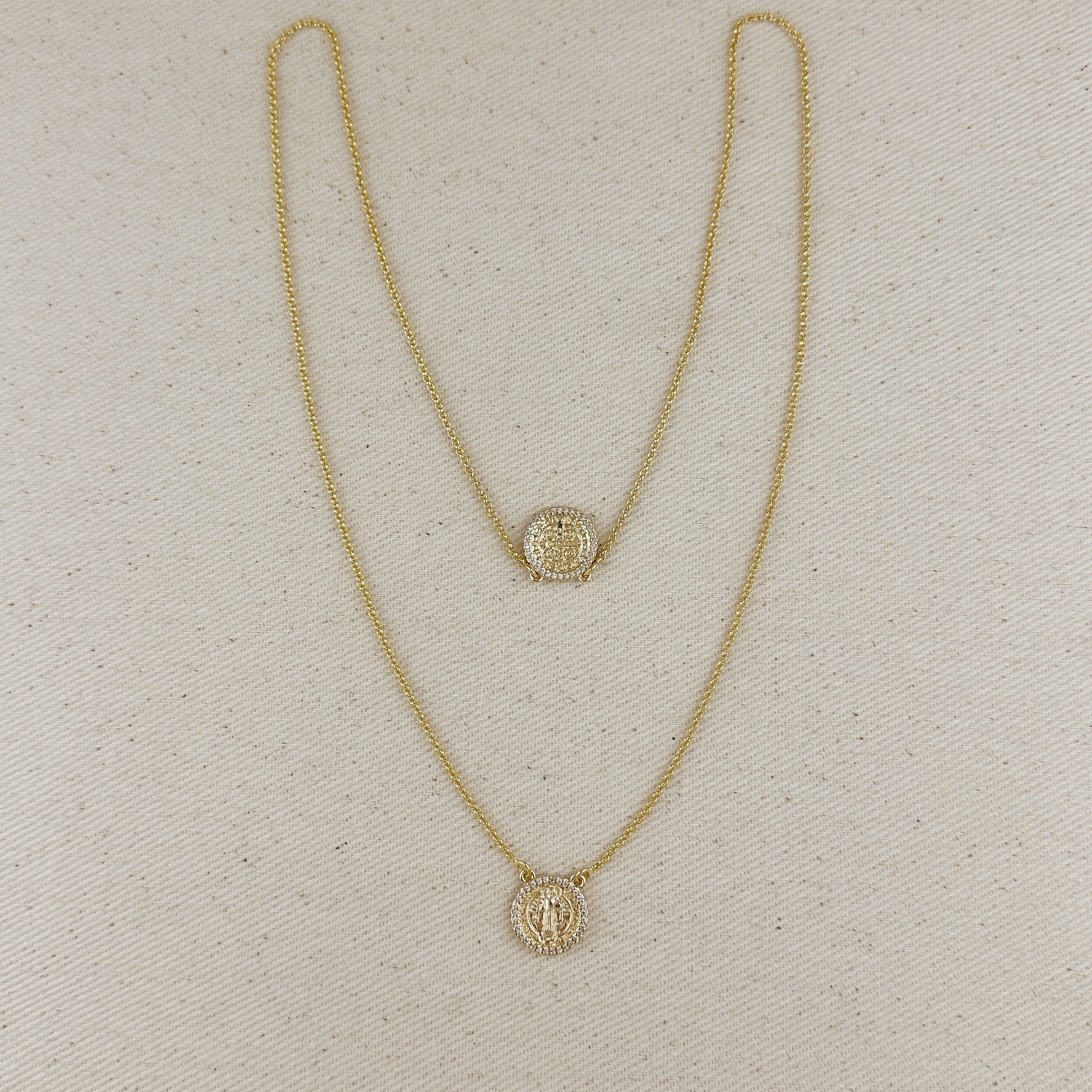 Necklace Saint Benedict Scapular 18k Gold Filled