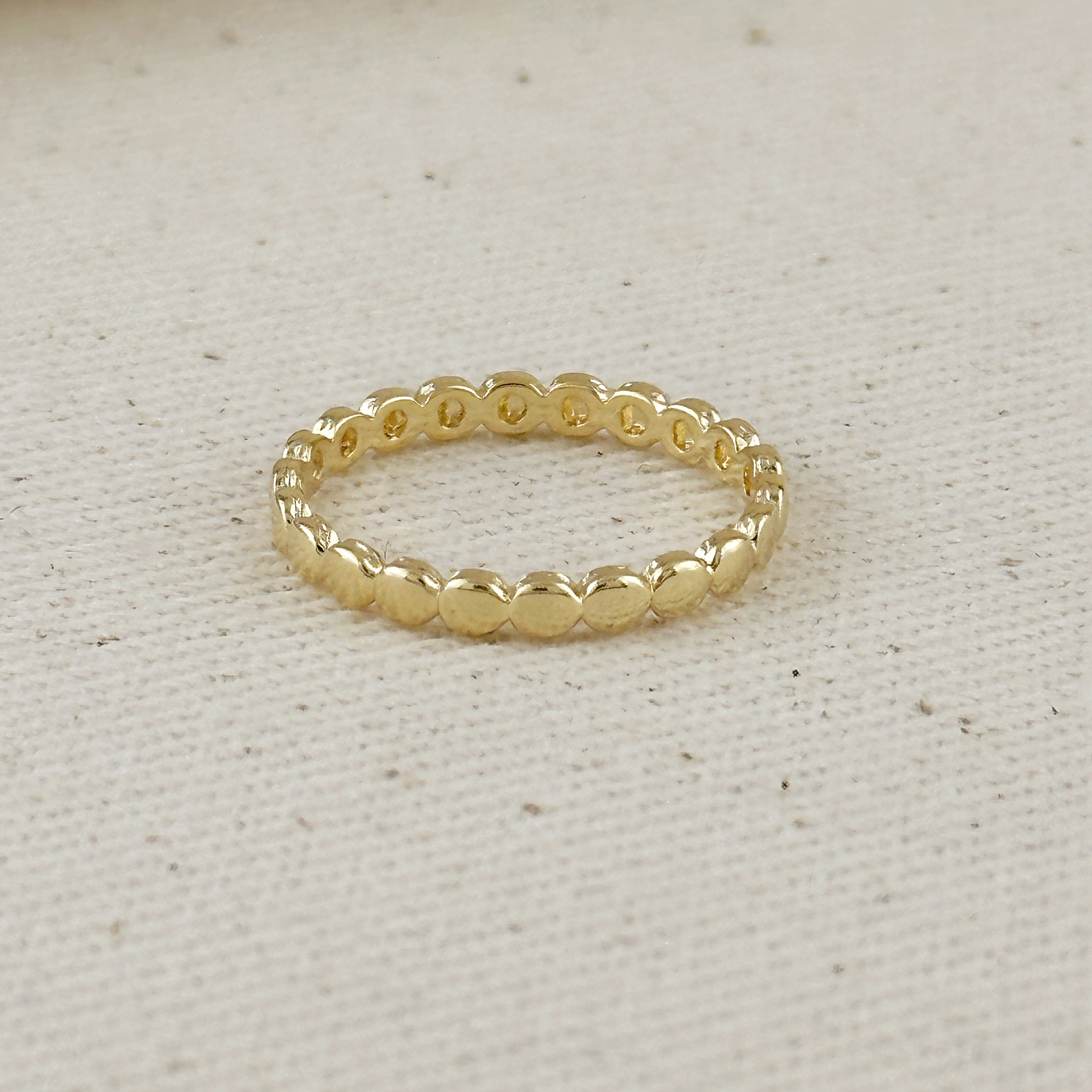 Gold Filled 18k Flat Beaded Band Ring