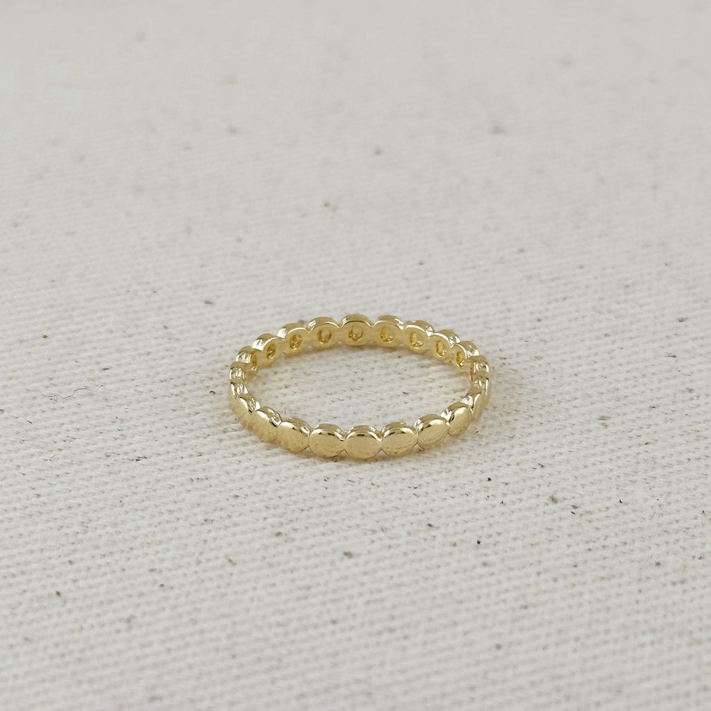 Gold Filled 18k Flat Beaded Band Ring