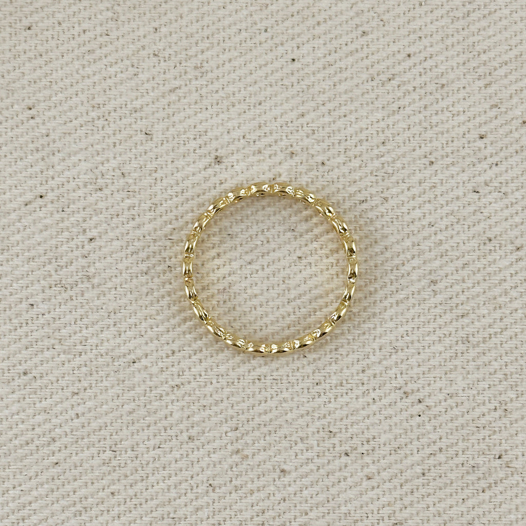 Gold Filled 18k Flat Beaded Band Ring