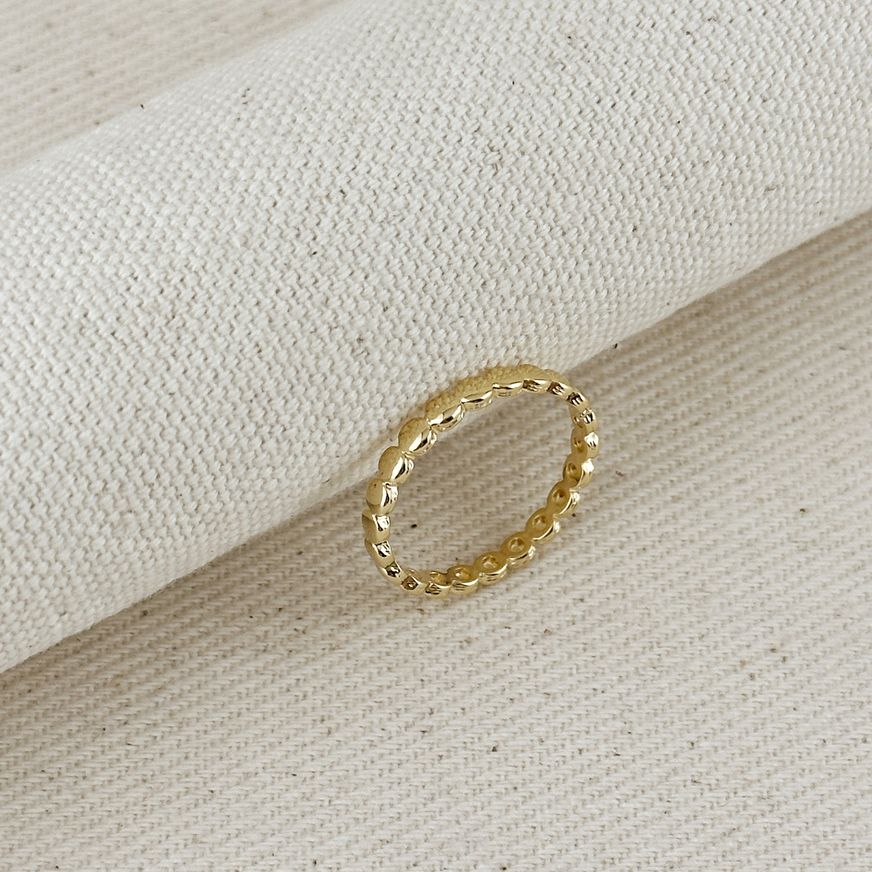 Gold Filled 18k Flat Beaded Band Ring
