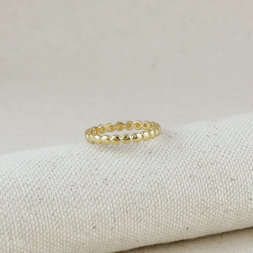 Gold Filled 18k Flat Beaded Band Ring