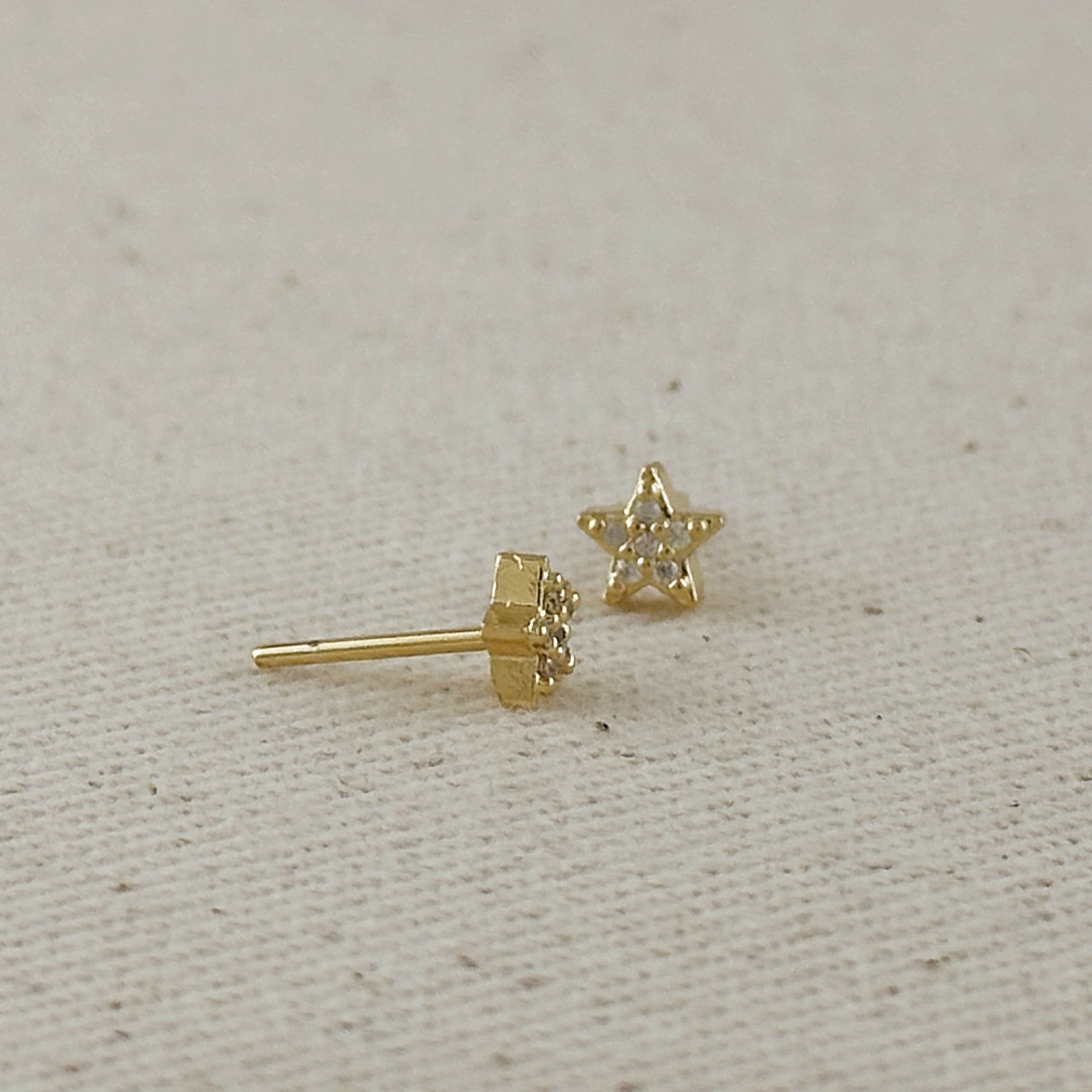 18k Gold-Filled Mini CZ Star Stud Earrings – Dainty & Sparkling