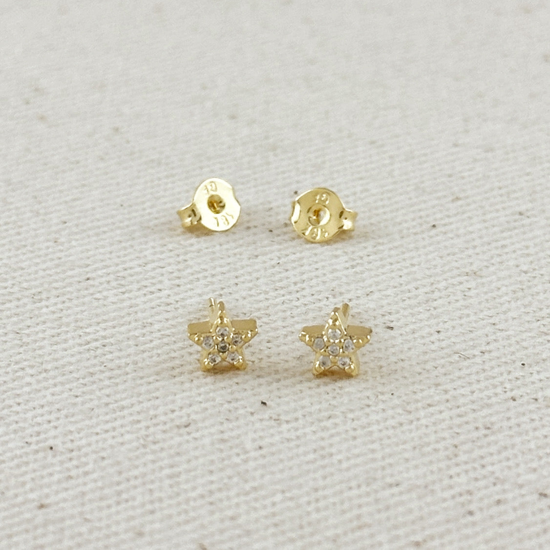 18k Gold-Filled Mini CZ Star Stud Earrings – Dainty & Sparkling