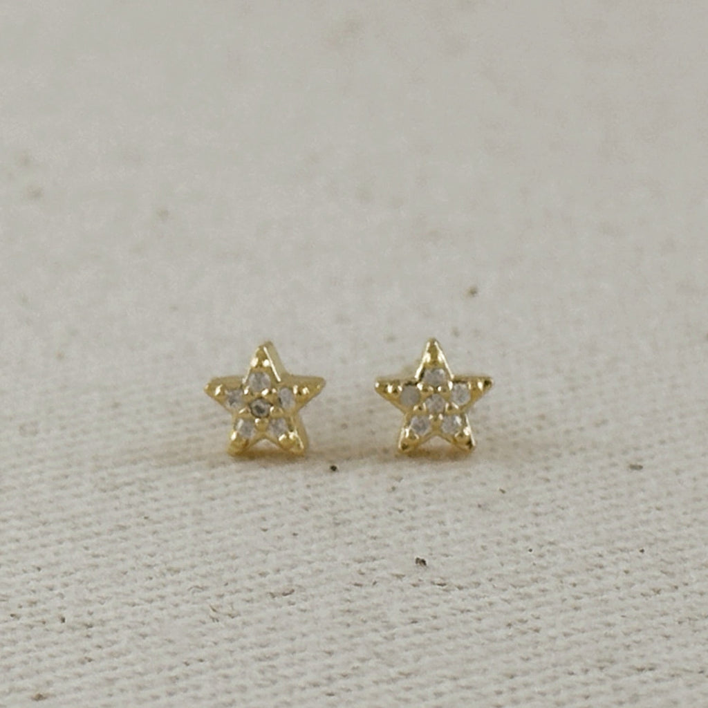 18k Gold-Filled Mini CZ Star Stud Earrings – Dainty & Sparkling