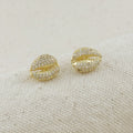 Cowrie CZ Stud Earrings 18k Gold Filled