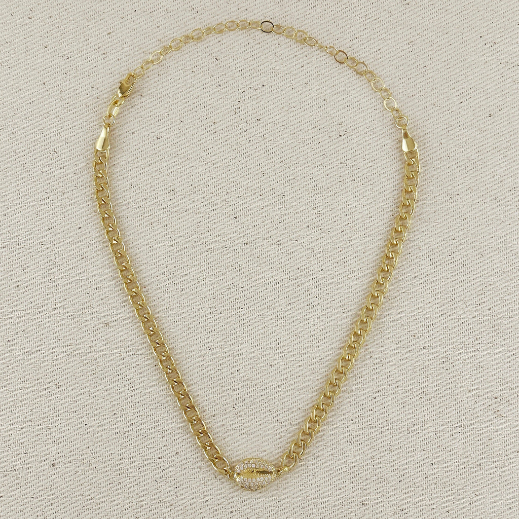 Choker 18k Gold Filled Cowrie CZ
