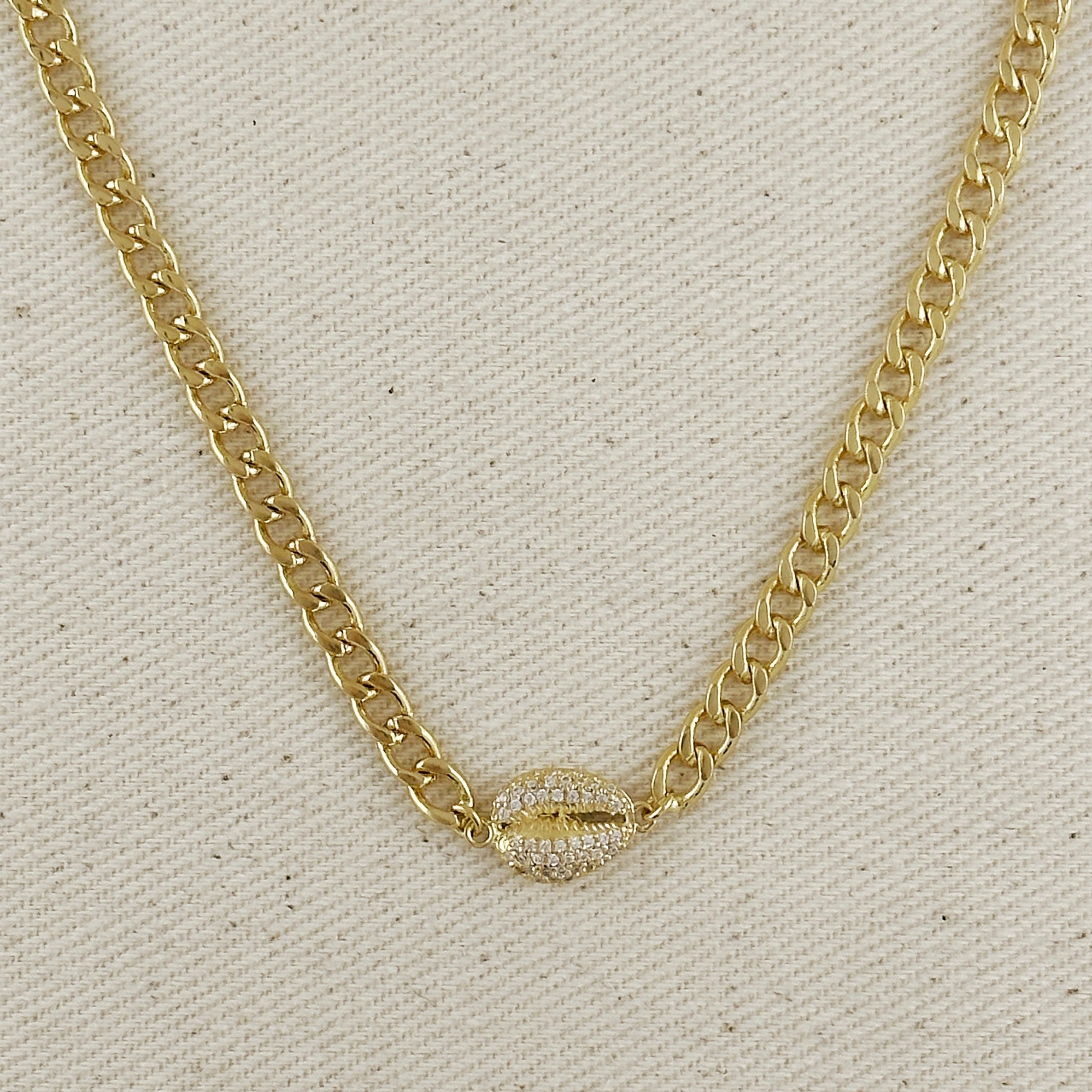 Choker 18k Gold Filled Cowrie CZ