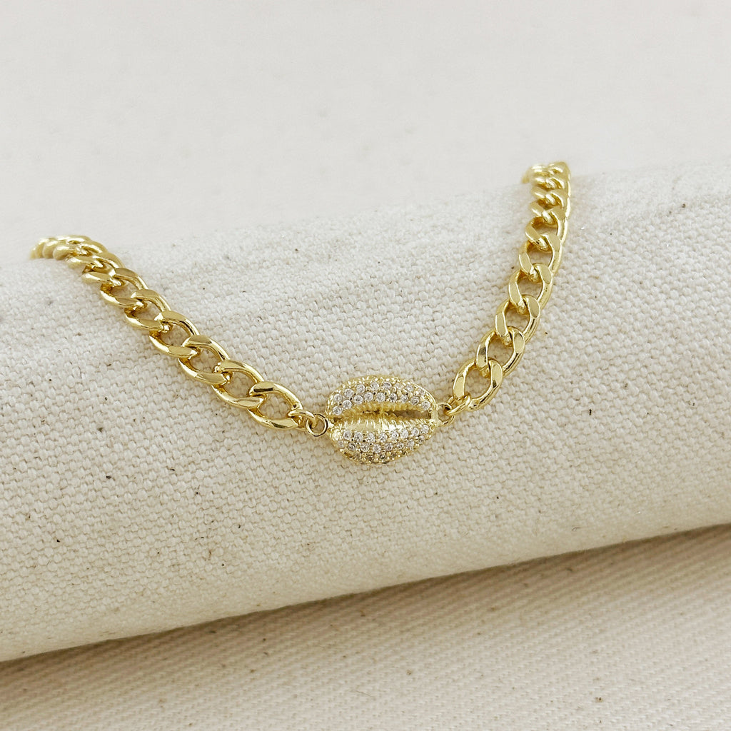 Choker 18k Gold Filled Cowrie CZ