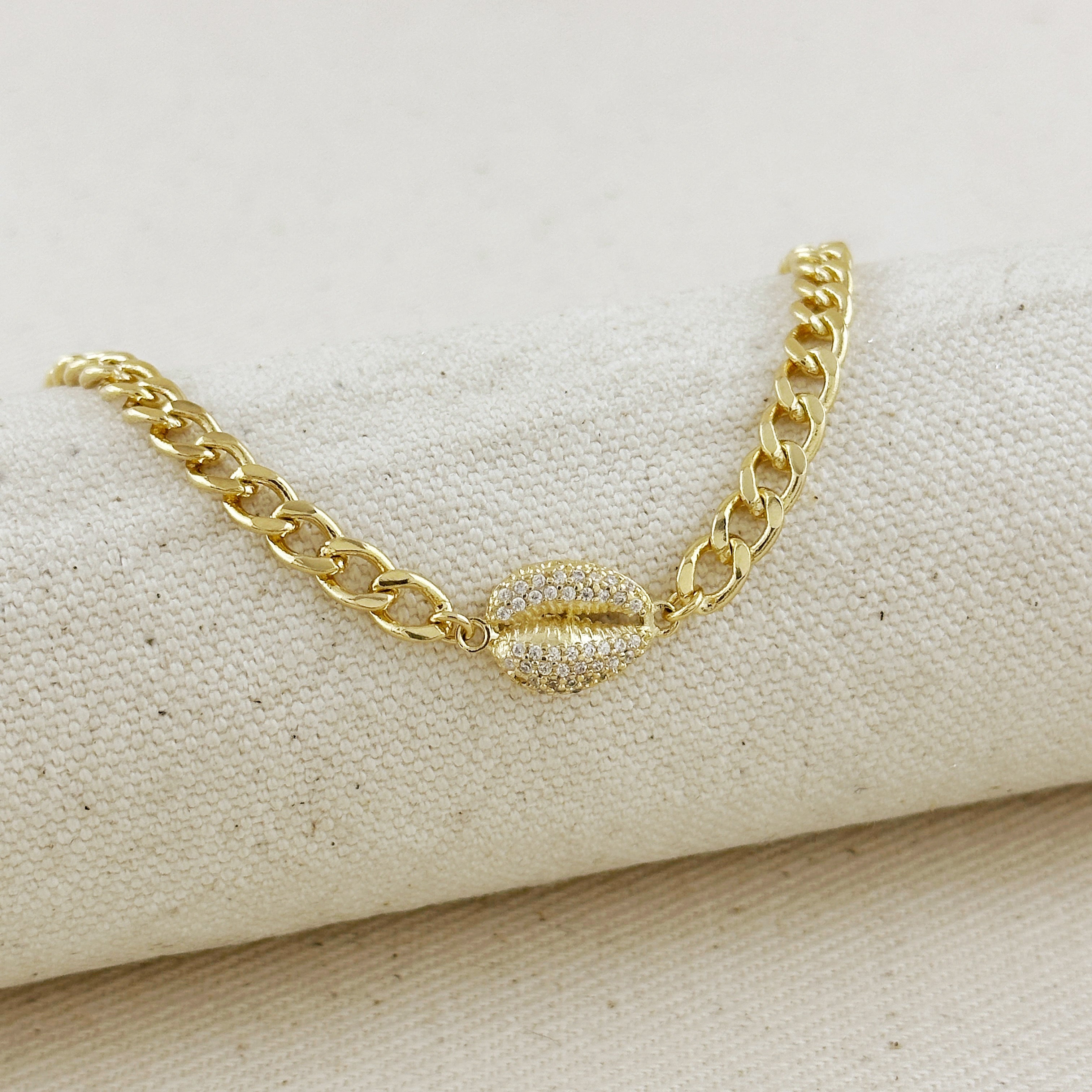 Choker 18k Gold Filled Cowrie CZ