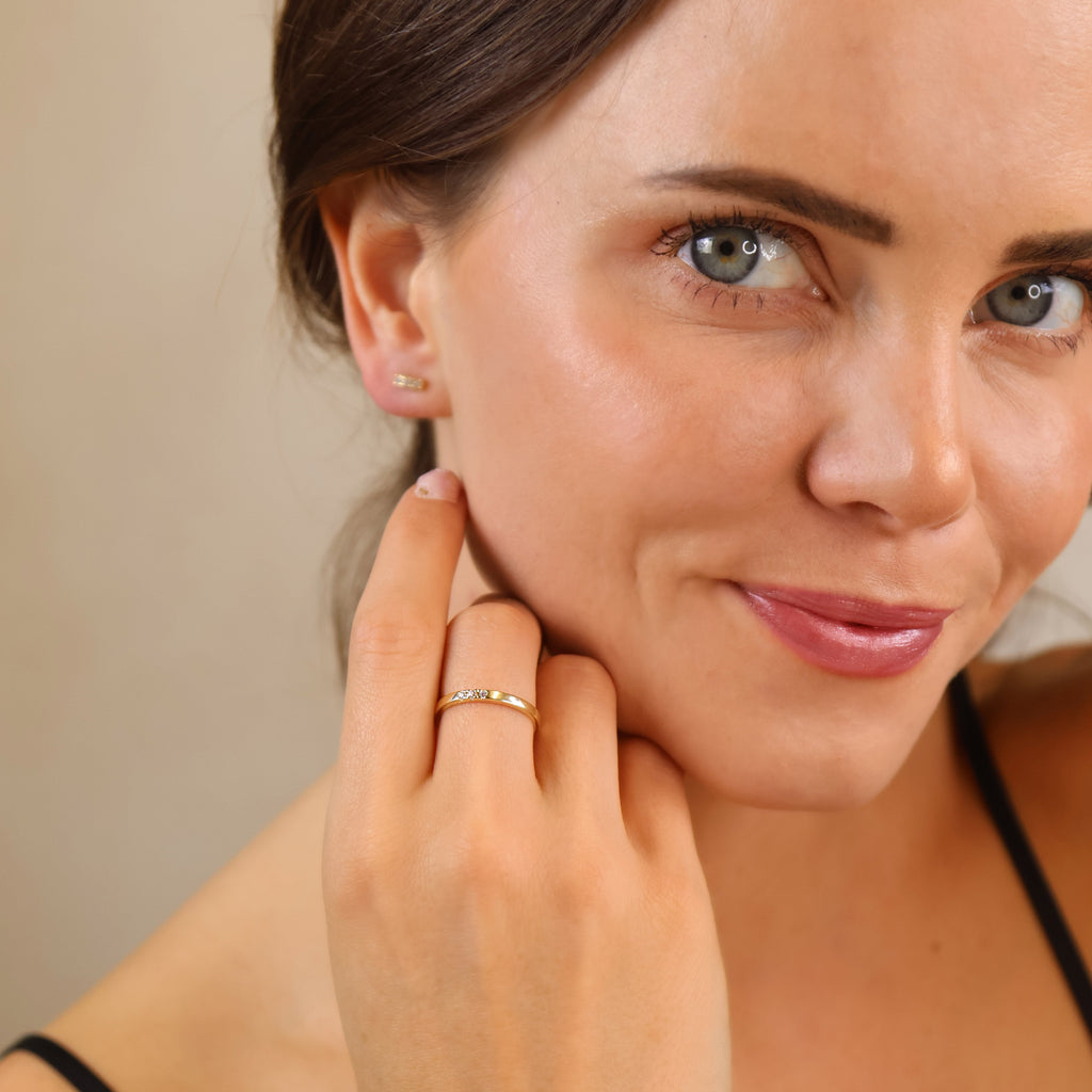 18k Gold Filled CZ Delicate Band Ring