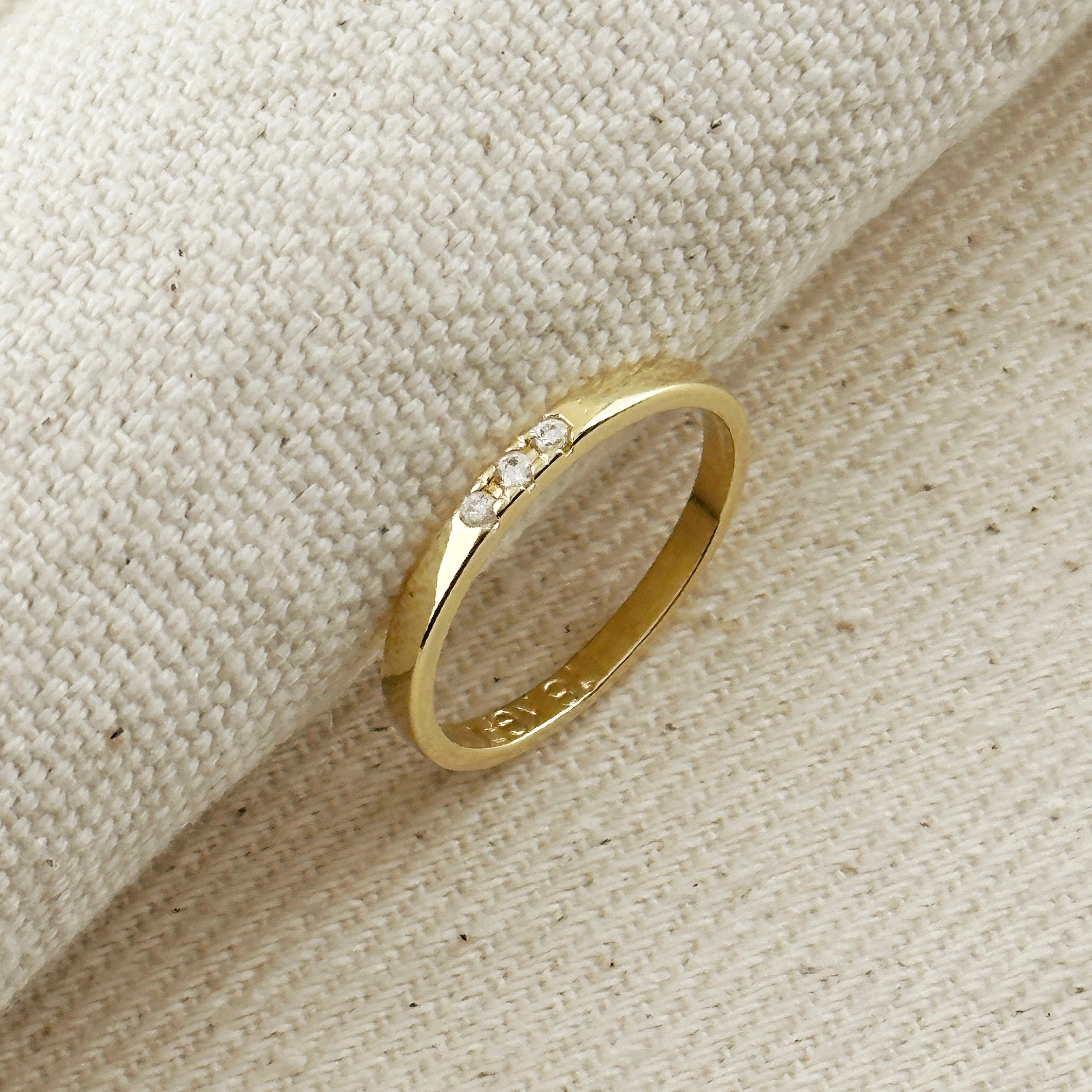 18k Gold Filled CZ Delicate Band Ring