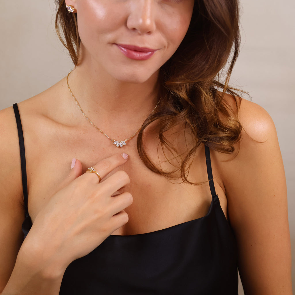 Gold Filled 18k CZ Lotus Necklace