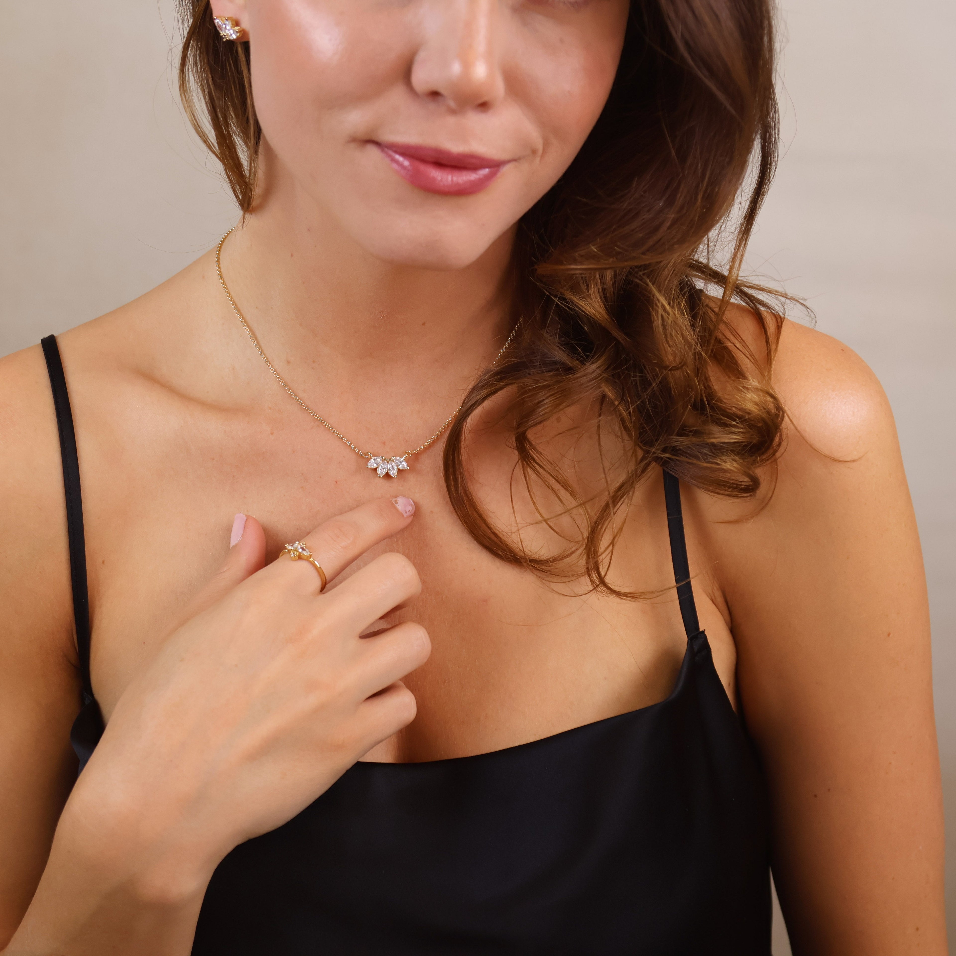 Gold Filled 18k CZ Lotus Necklace