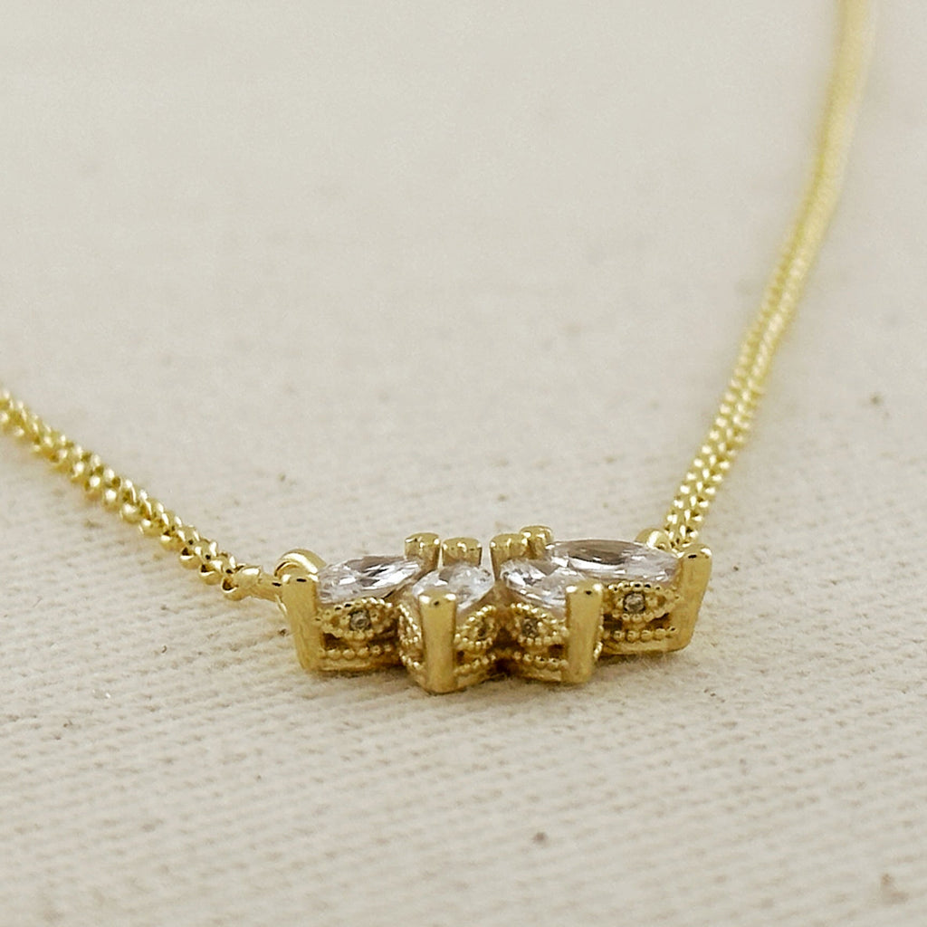 Gold Filled 18k CZ Lotus Necklace