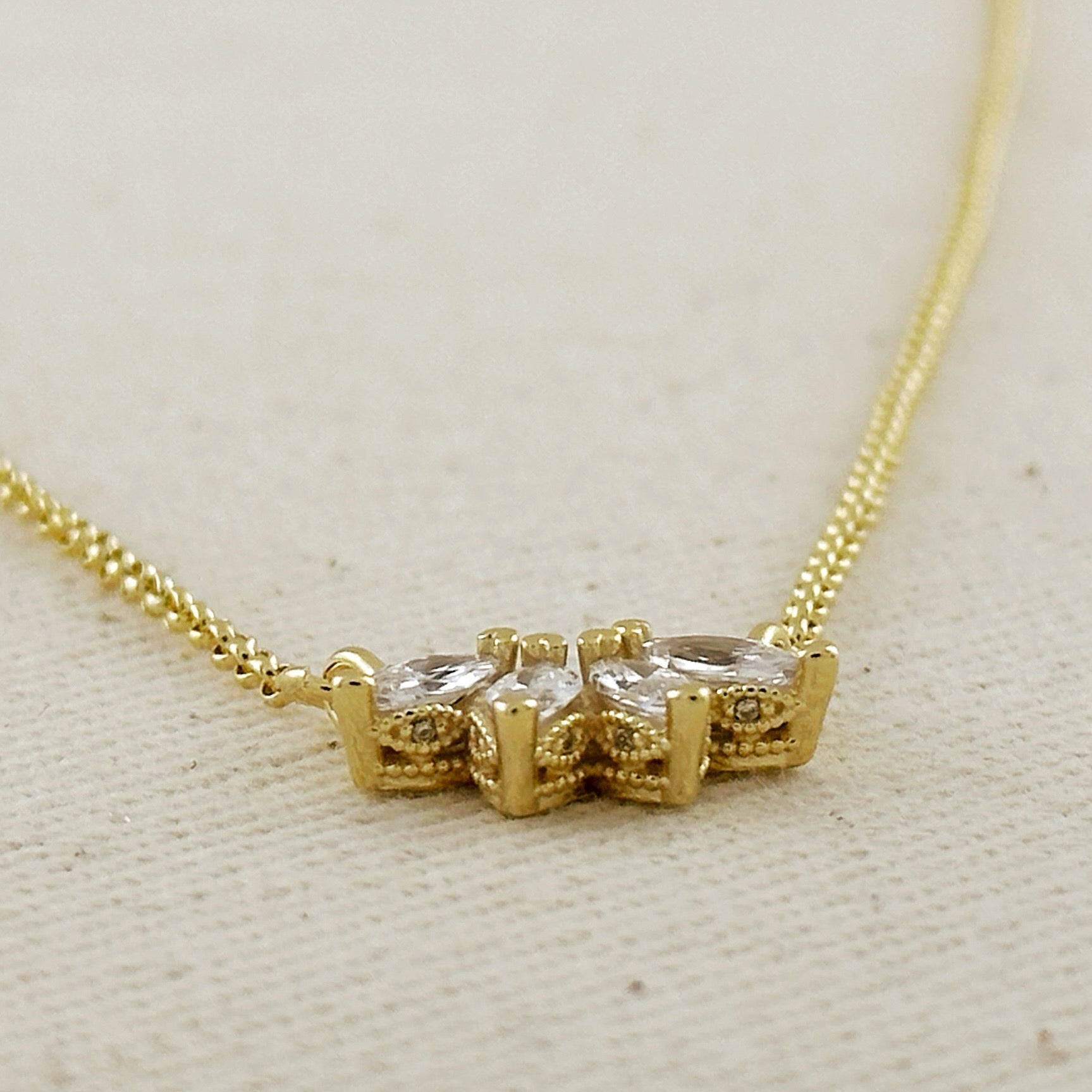 Gold Filled 18k CZ Lotus Necklace