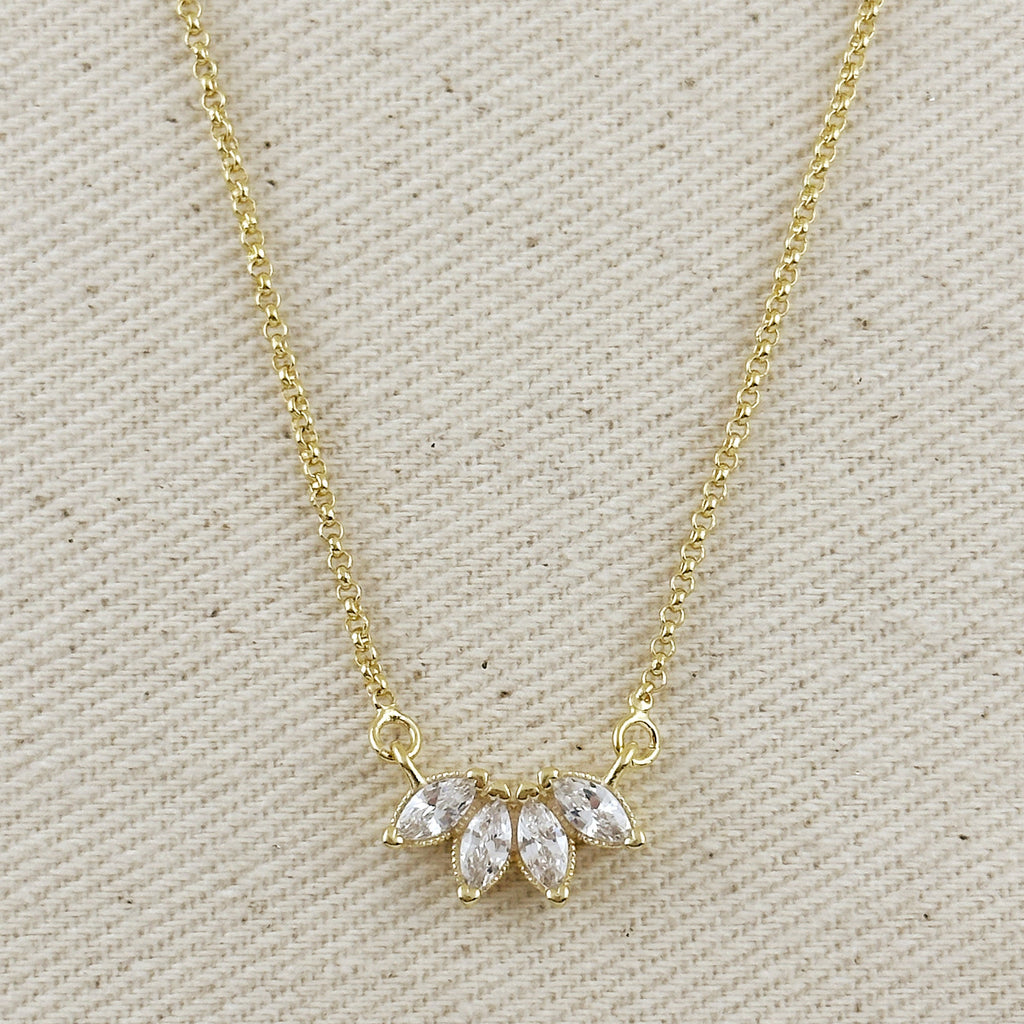 Gold Filled 18k CZ Lotus Necklace