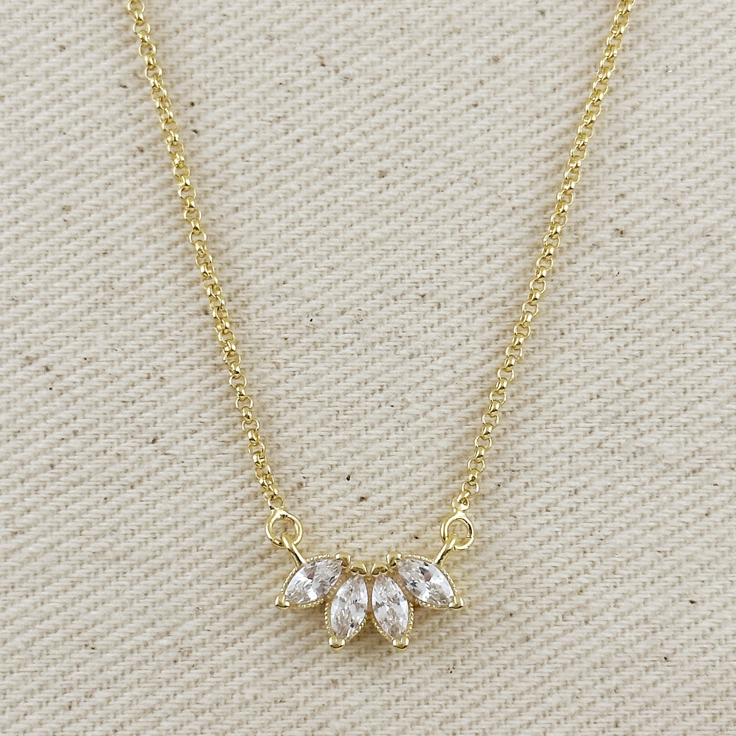Gold Filled 18k CZ Lotus Necklace