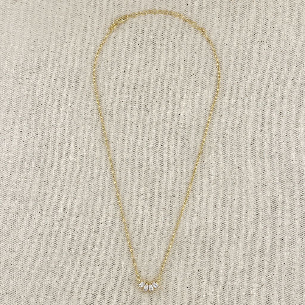 Gold Filled 18k CZ Lotus Necklace