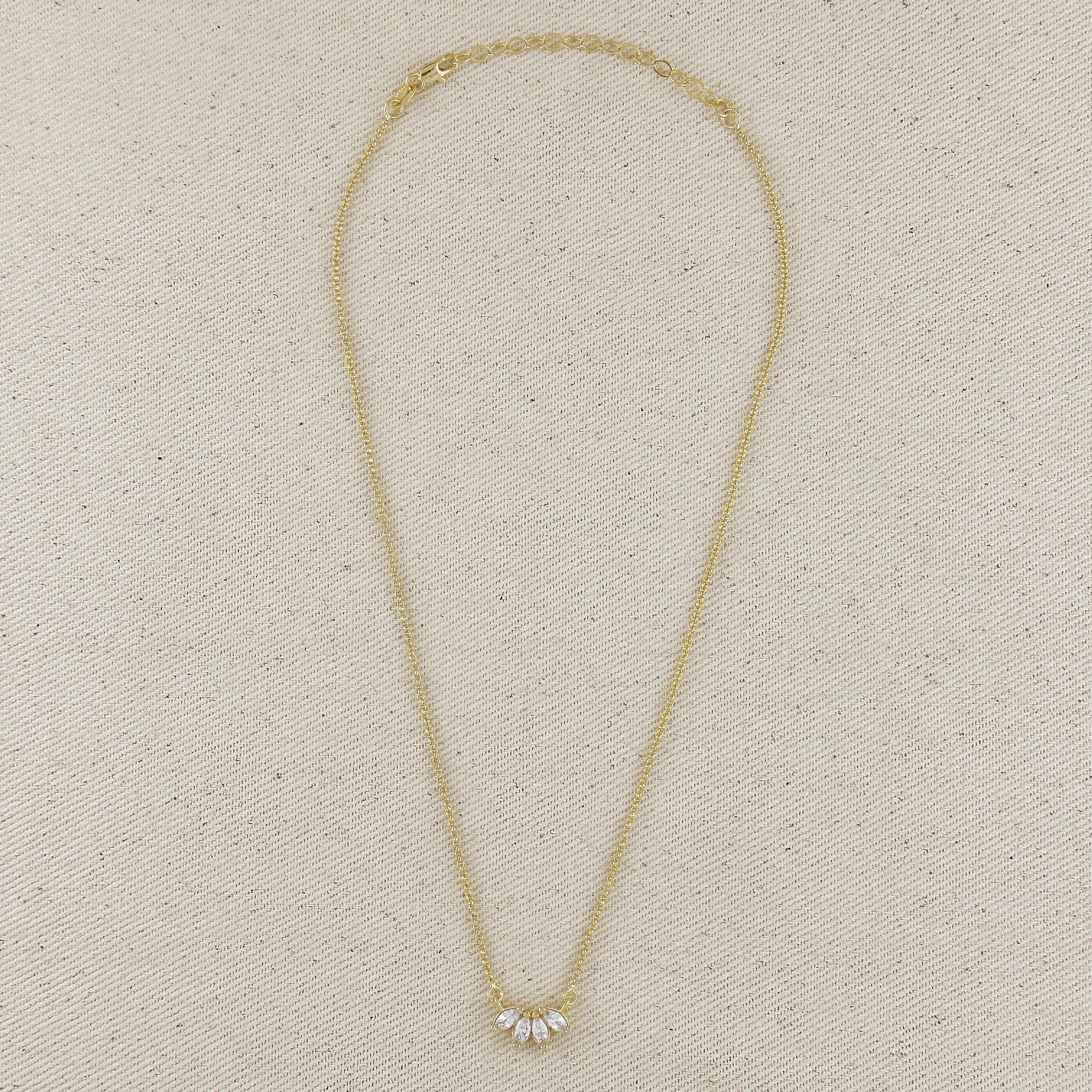 Gold Filled 18k CZ Lotus Necklace