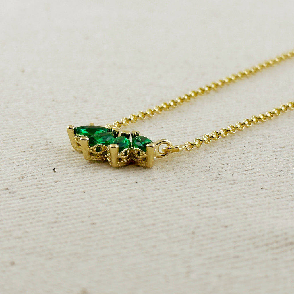 Gold Filled 18k CZ Lotus Necklace