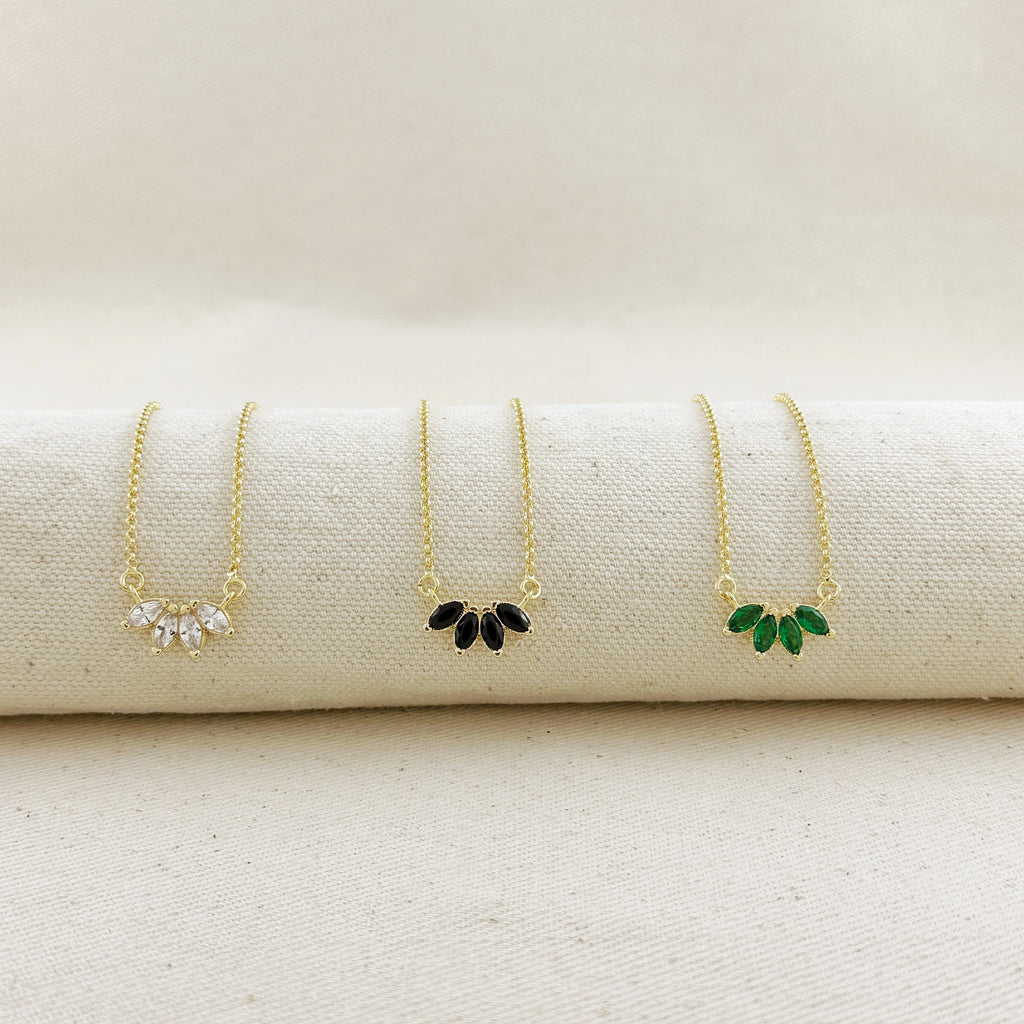 Gold Filled 18k CZ Lotus Necklace