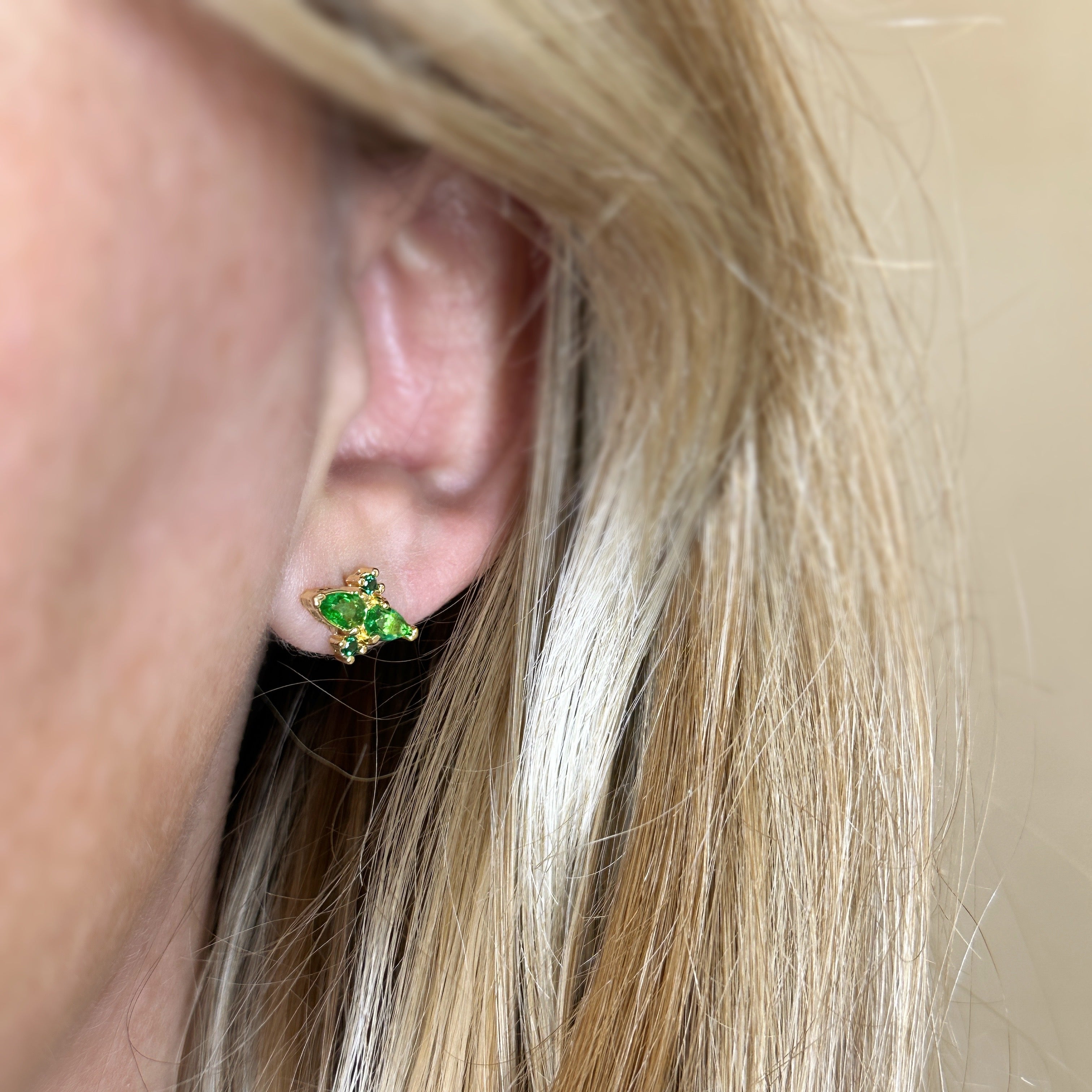 Colored Vintage Flower Stud Earrings 18k Gold Filled