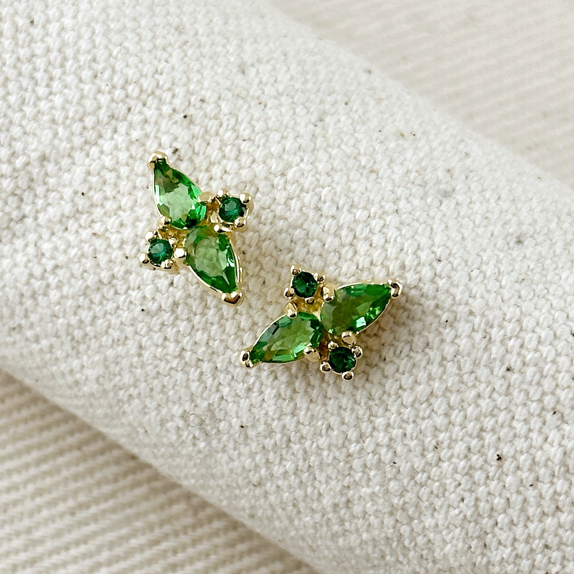 Colored Vintage Flower Stud Earrings 18k Gold Filled