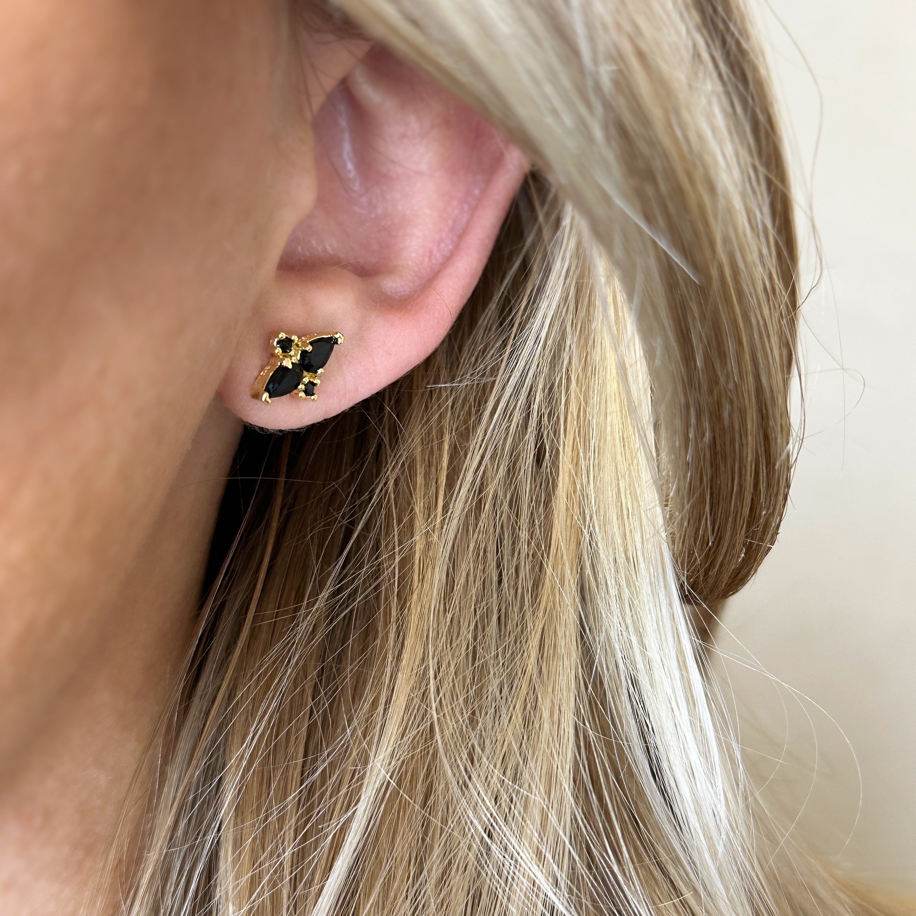 Colored Vintage Flower Stud Earrings 18k Gold Filled