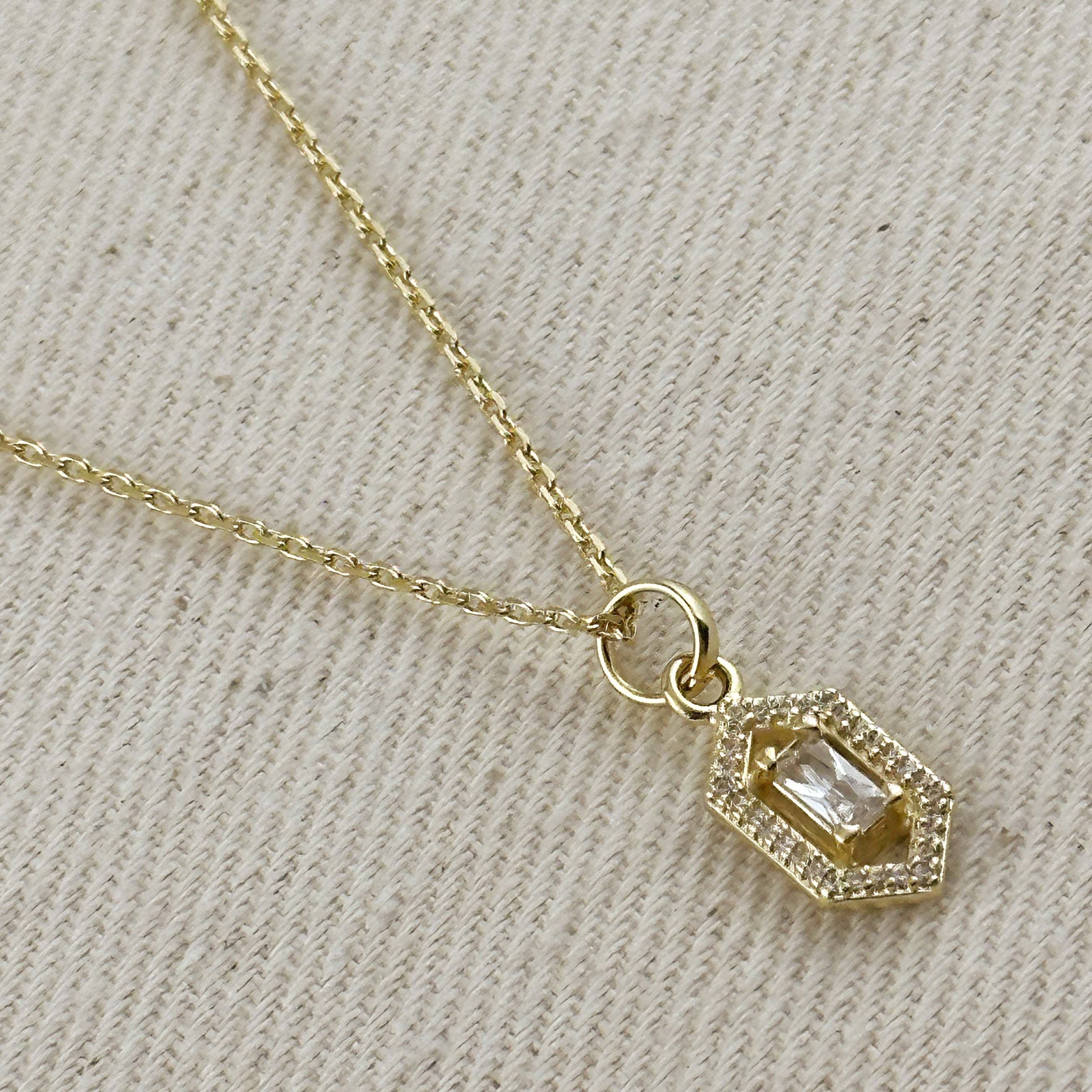 Gold Filled 18k Fancy Baguette Pendant Necklace