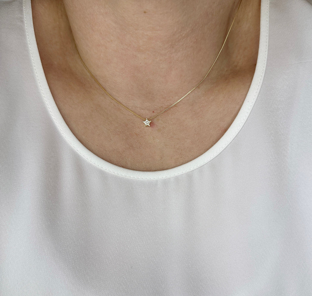 18k Gold-Filled Mini CZ Star Necklace – Dainty & Elegant