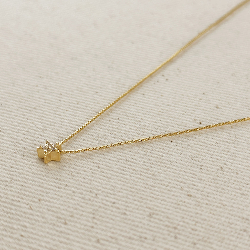 18k Gold-Filled Mini CZ Star Necklace – Dainty & Elegant