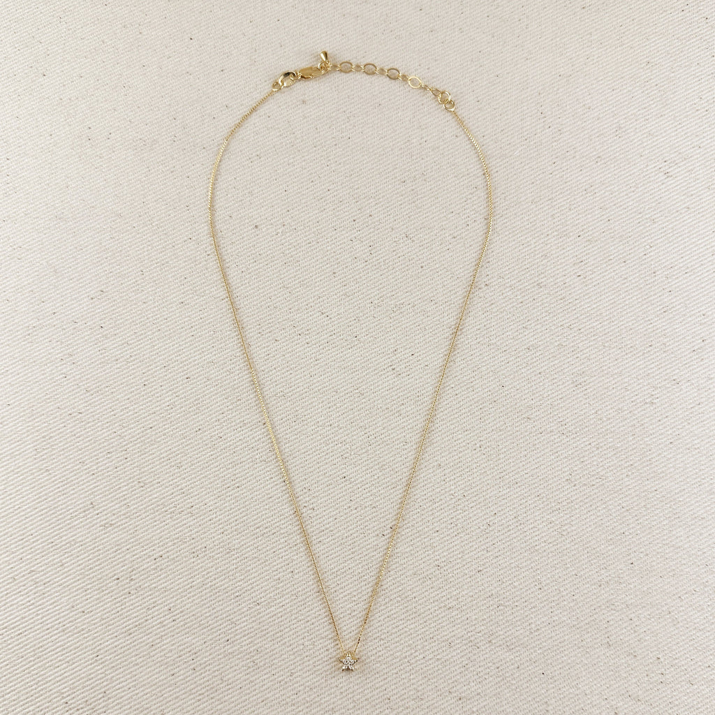18k Gold-Filled Mini CZ Star Necklace – Dainty & Elegant