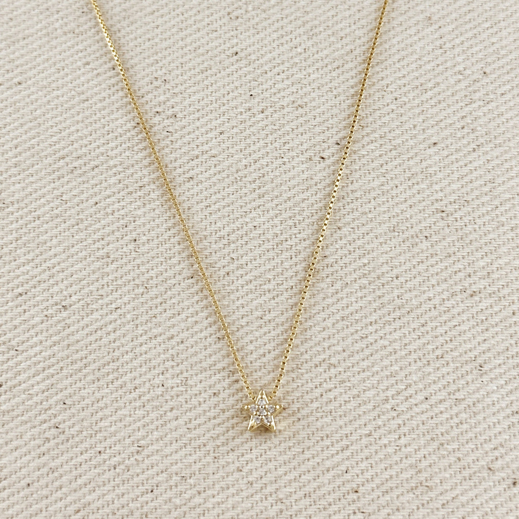 18k Gold-Filled Mini CZ Star Necklace – Dainty & Elegant