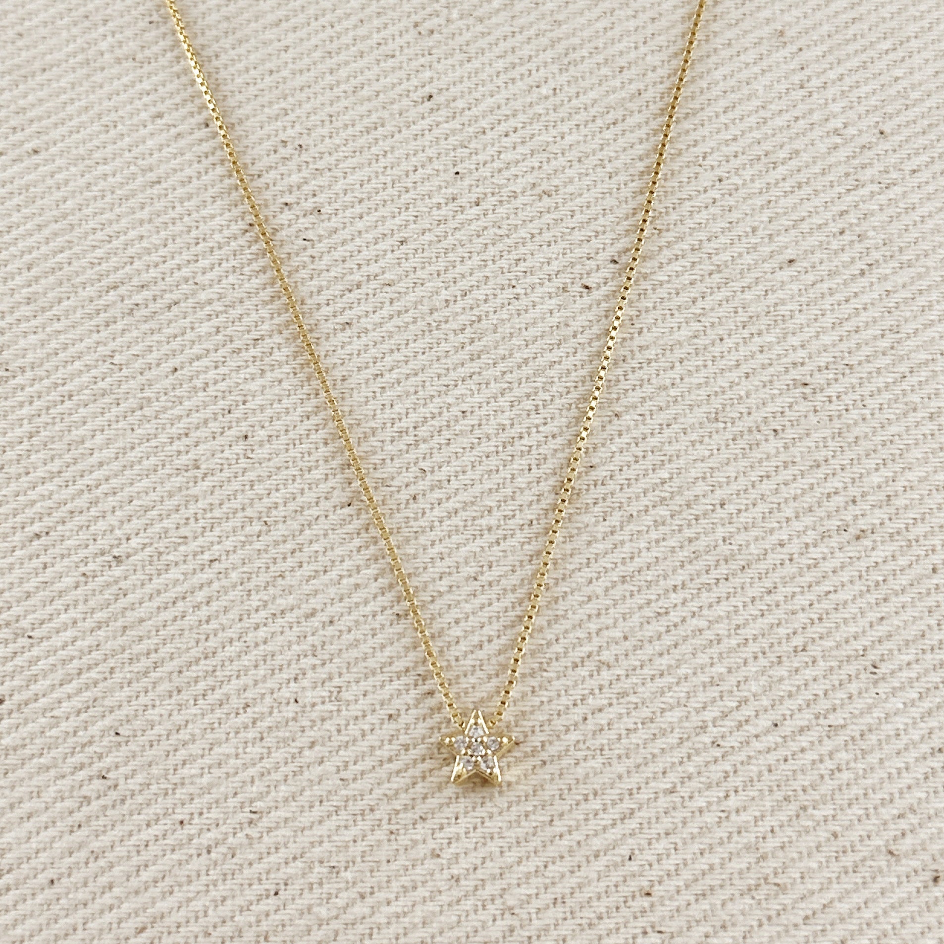 18k Gold-Filled Mini CZ Star Necklace – Dainty & Elegant