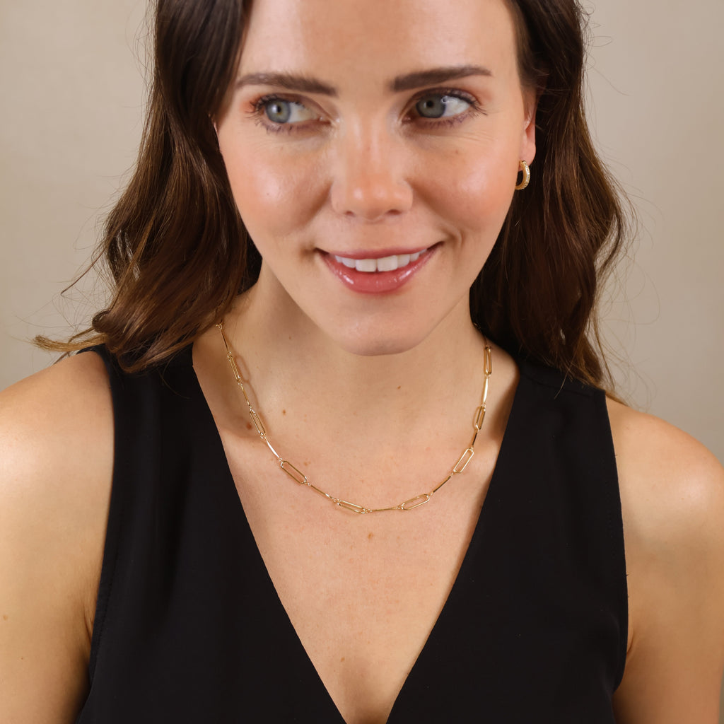 Gold Filled 18k Paperclip & Straw Chain