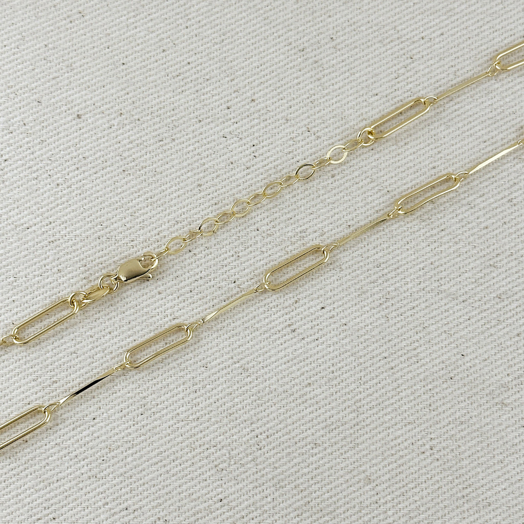 Gold Filled 18k Paperclip & Straw Chain