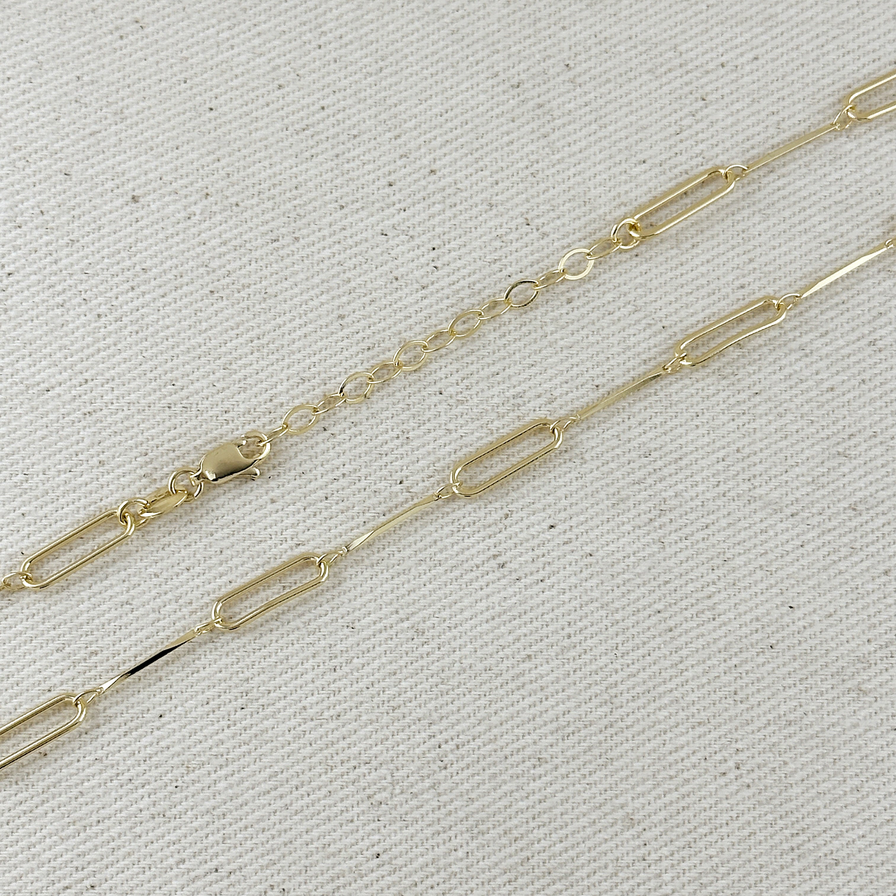 Gold Filled 18k Paperclip & Straw Chain
