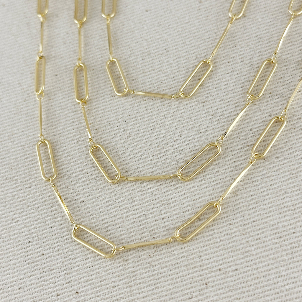 Gold Filled 18k Paperclip & Straw Chain