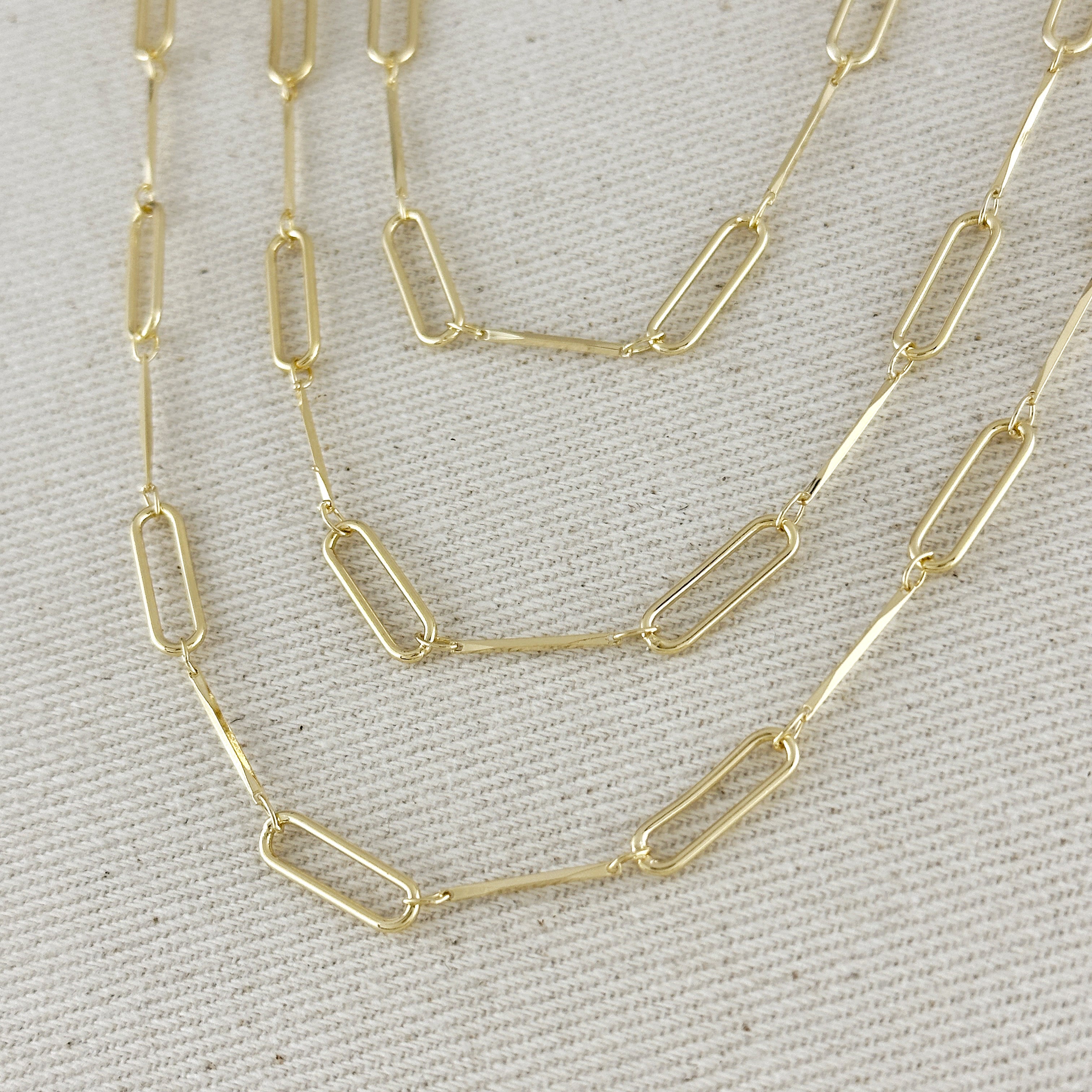 Gold Filled 18k Paperclip & Straw Chain
