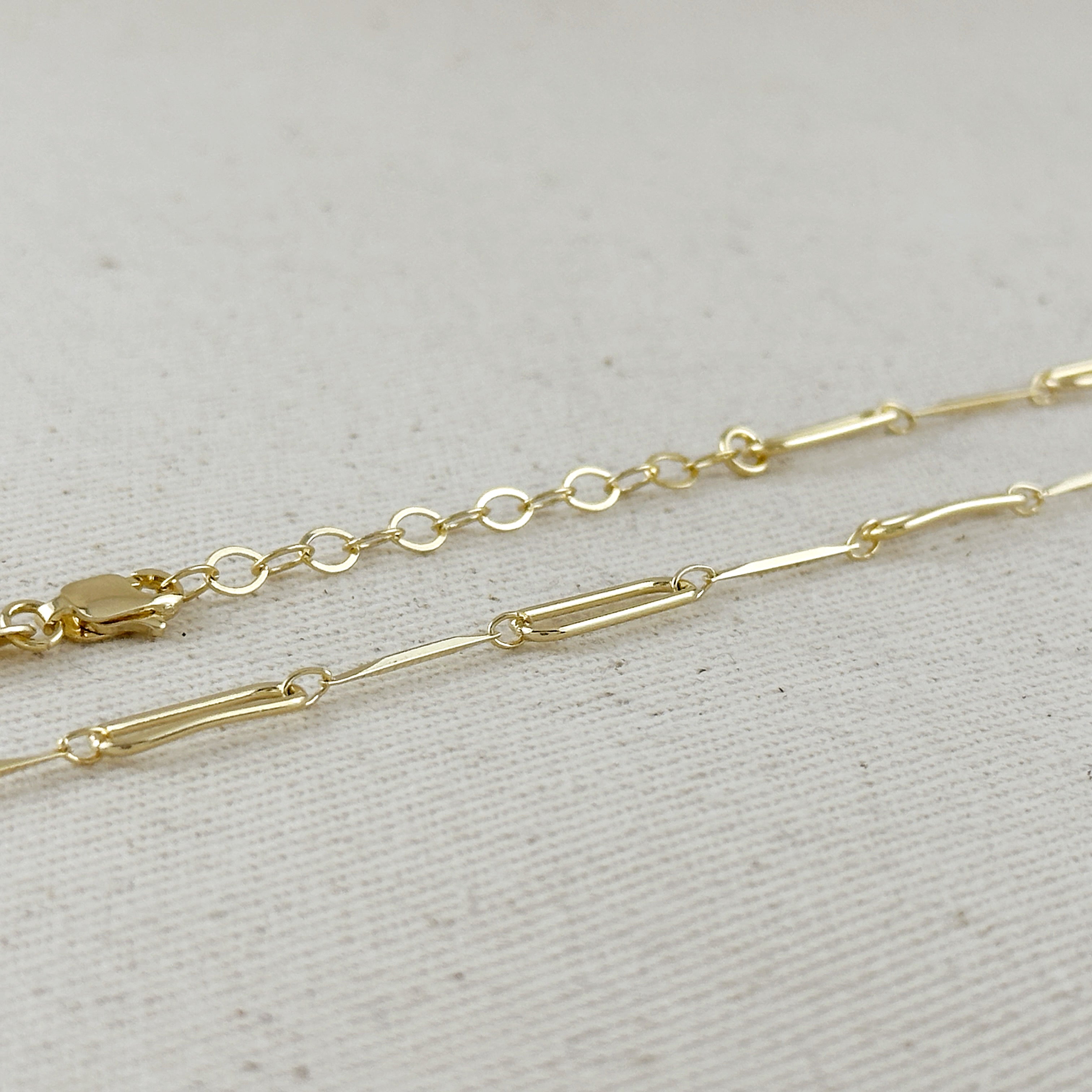 Gold Filled 18k Paperclip & Straw Chain