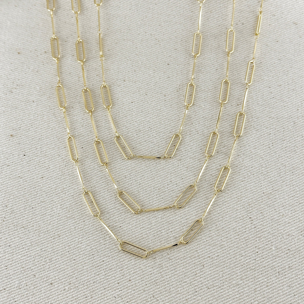 Gold Filled 18k Paperclip & Straw Chain