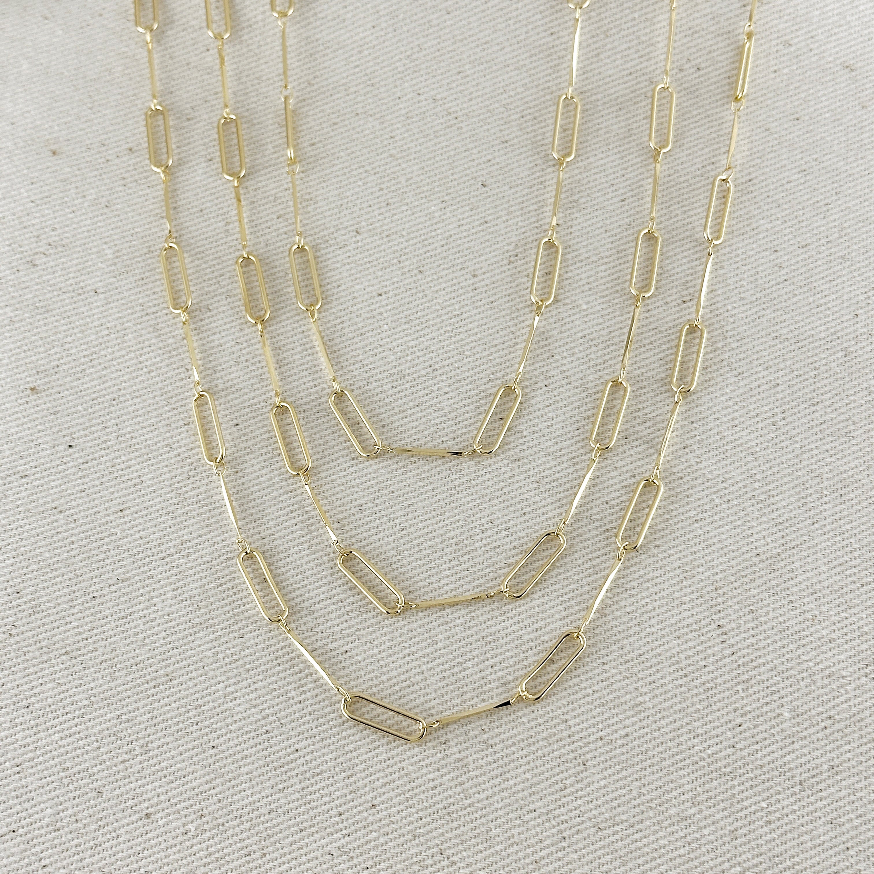 Gold Filled 18k Paperclip & Straw Chain
